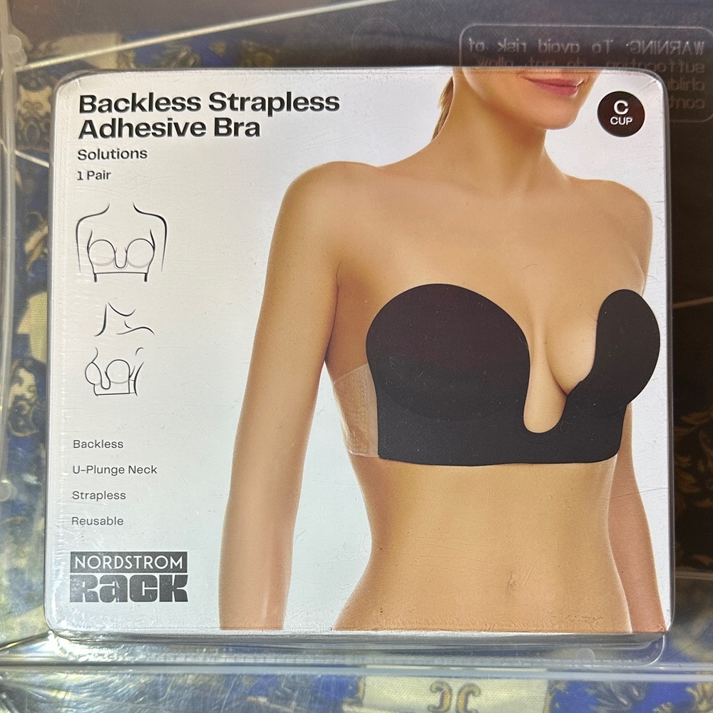 NWT Black Backless Strapless Adhesive Bra C Cup